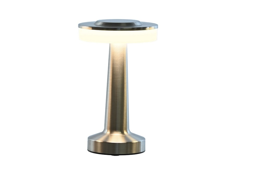 LAMPARA SOBREMESA LED 12X12X20 TACTIL PLATA